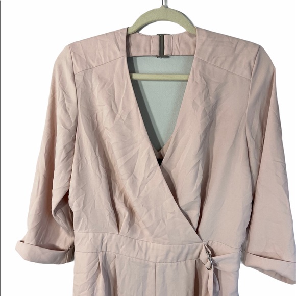 TopShop Romper Quarter Sleeve V Neck Pink size 8 - Picture 5 of 9